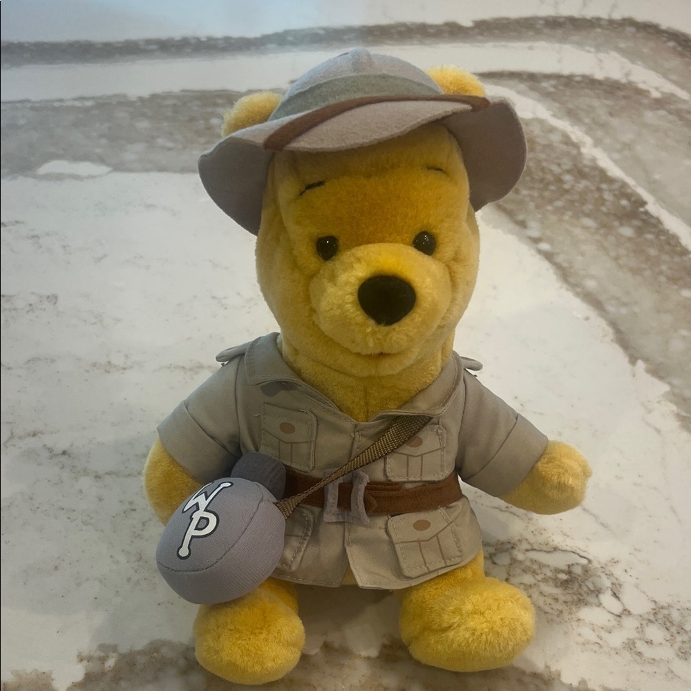 Disney Safari Winnie the Pooh Bear Plush with Yellow and Gray Outfit
